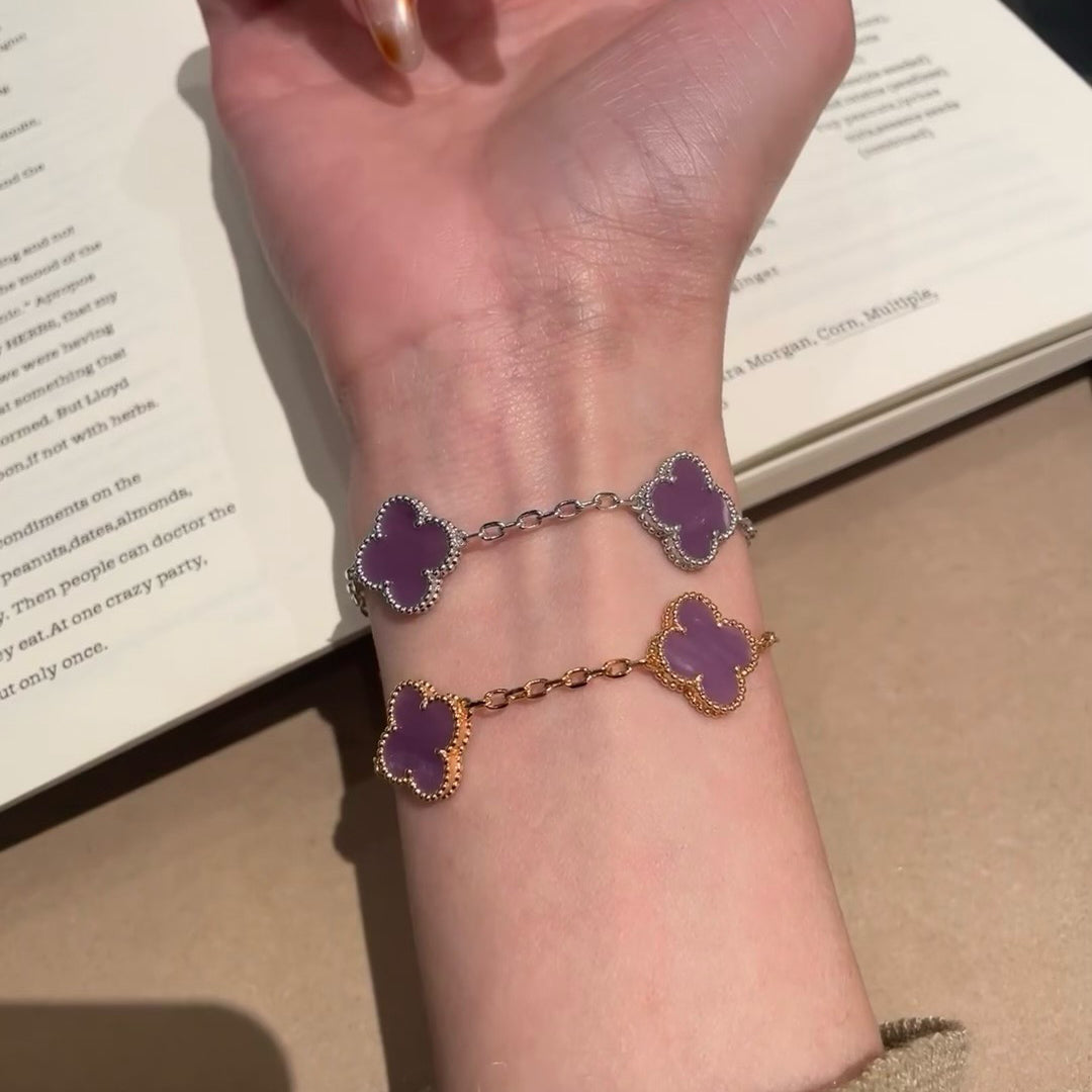 [Lumi Jewellery]CLOVER  5 MOTIFS  PURPLE VIOLET BRACELET