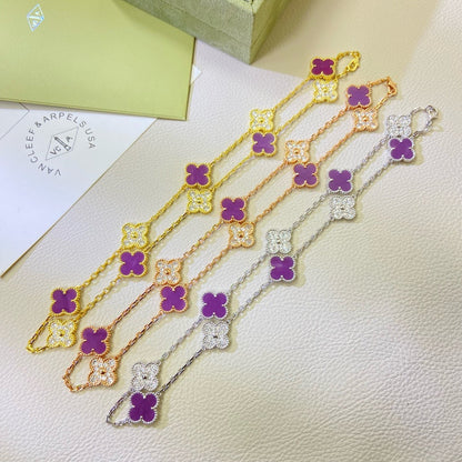 [Lumi Jewellery]CLOVER 10 MOTIFS  PURPLE VIOLET DIAMOND NECKLACE