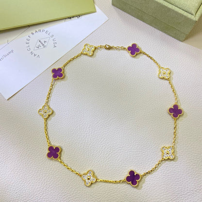 [Lumi Jewellery]CLOVER 10 MOTIFS  PURPLE VIOLET DIAMOND NECKLACE