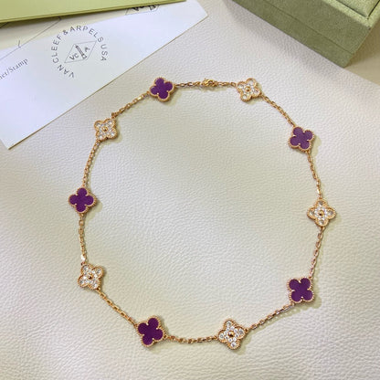 [Lumi Jewellery]CLOVER 10 MOTIFS  PURPLE VIOLET DIAMOND NECKLACE