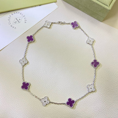 [Lumi Jewellery]CLOVER 10 MOTIFS  PURPLE VIOLET DIAMOND NECKLACE
