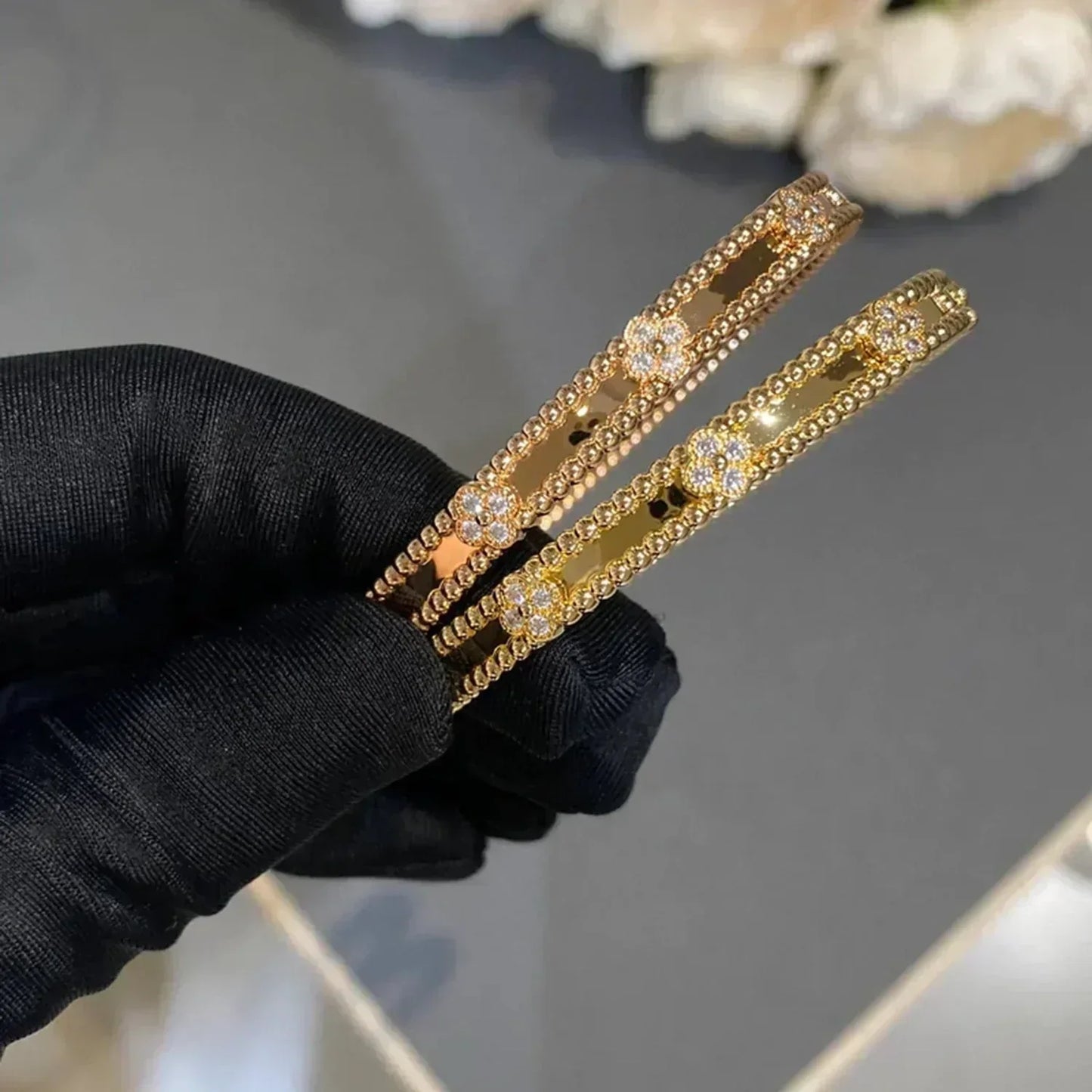 [Lumi Jewellery]CLOVER BRACELET 4MM DIAMONDS