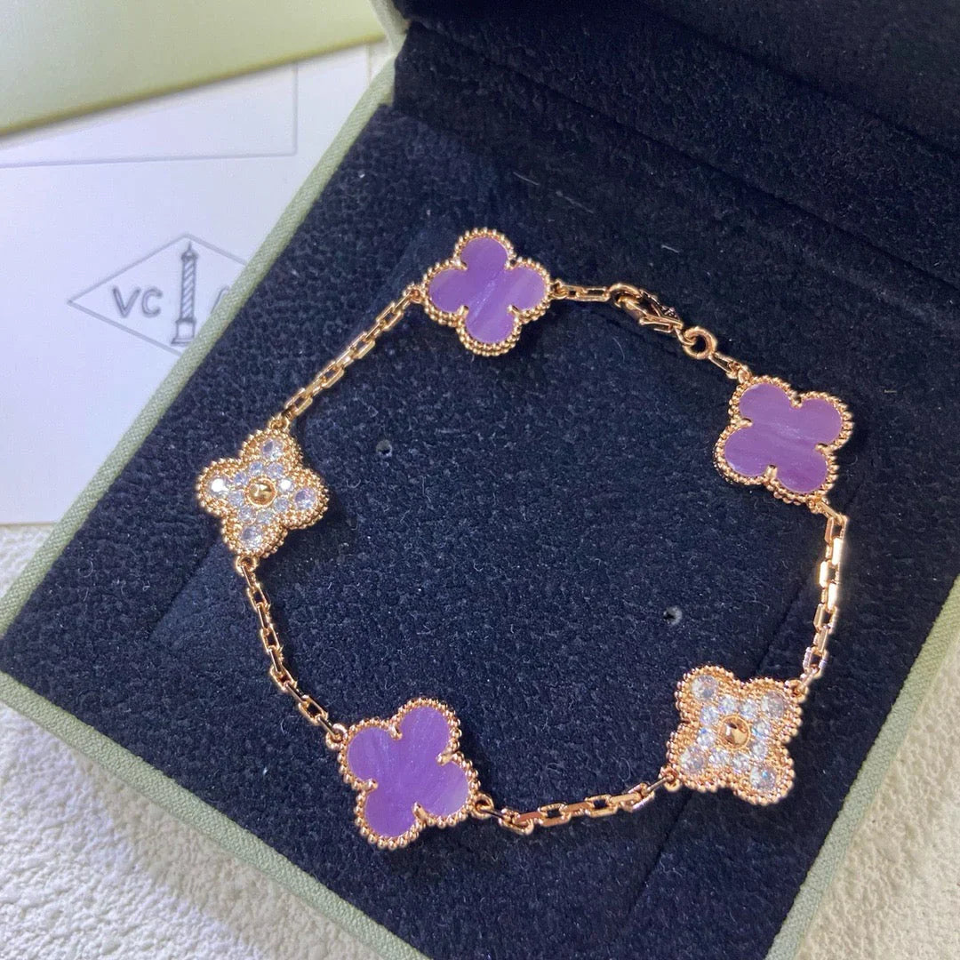 [Lumi Jewellery] CLOVER 5 MOTIF VIOLET BRACELET COLLECTION