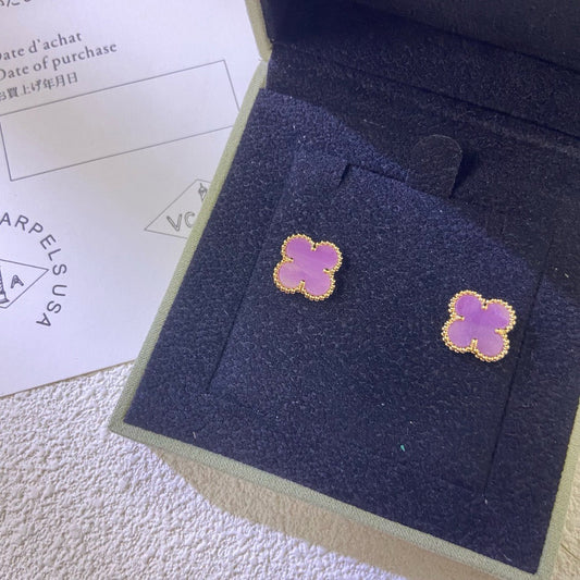 [Lumi Jewellery]CLOVER MINI 9.5MM  PURPLE VIOLET EARRINGS