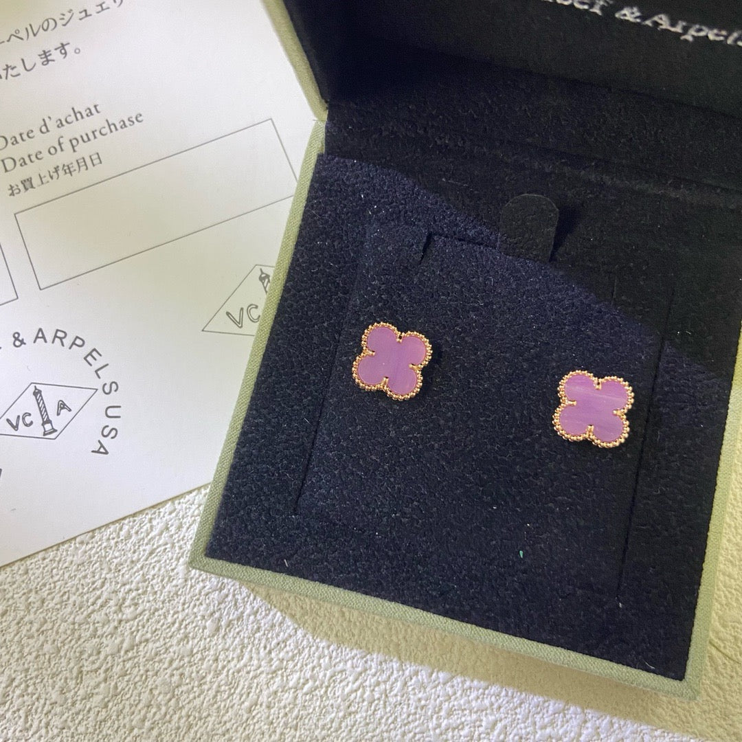 [Lumi Jewellery]CLOVER MINI 9.5MM  PURPLE VIOLET EARRINGS