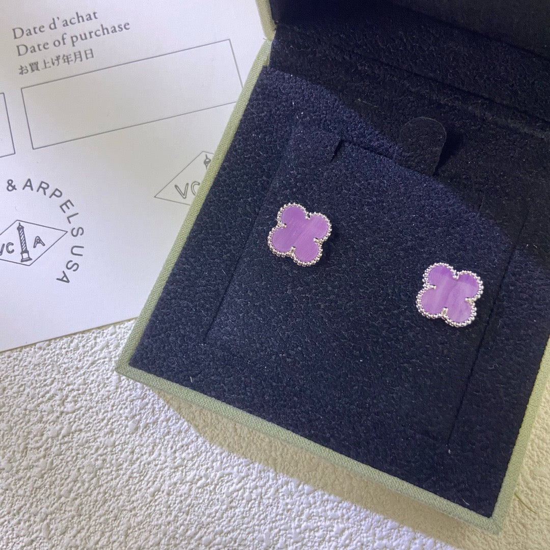 [Lumi Jewellery]CLOVER MINI 9.5MM  PURPLE VIOLET EARRINGS