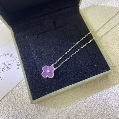 [Lumi Jewellery]CLOVER 15MM DIAMOND  PURPLE VIOLET NECKLACE