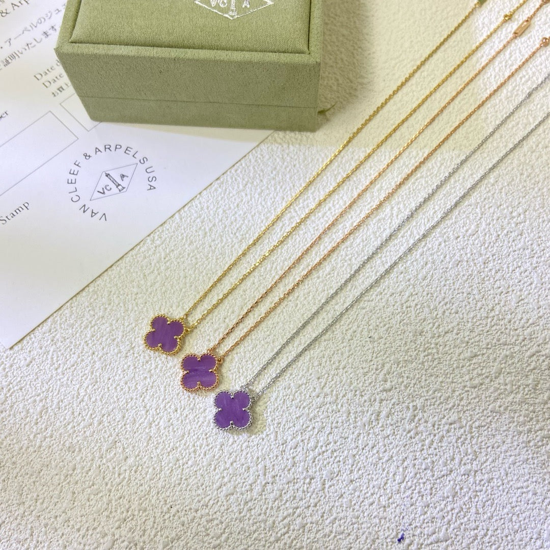 [Lumi Jewellery]CLOVER 15MM  PURPLE VIOLET NECKLACE