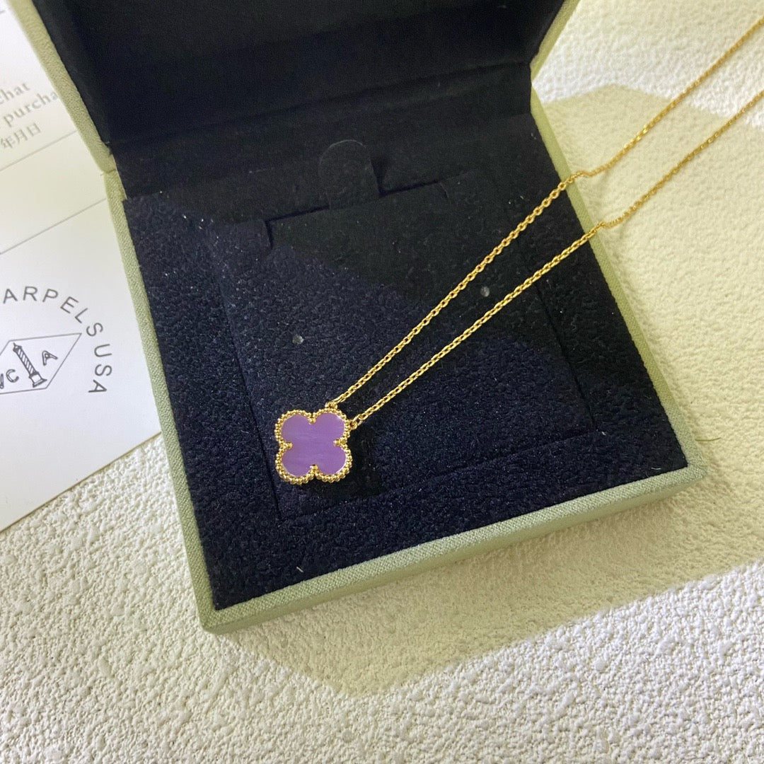 [Lumi Jewellery]CLOVER 15MM  PURPLE VIOLET NECKLACE