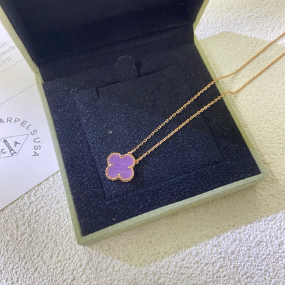 [Lumi Jewellery]CLOVER 15MM  PURPLE VIOLET NECKLACE