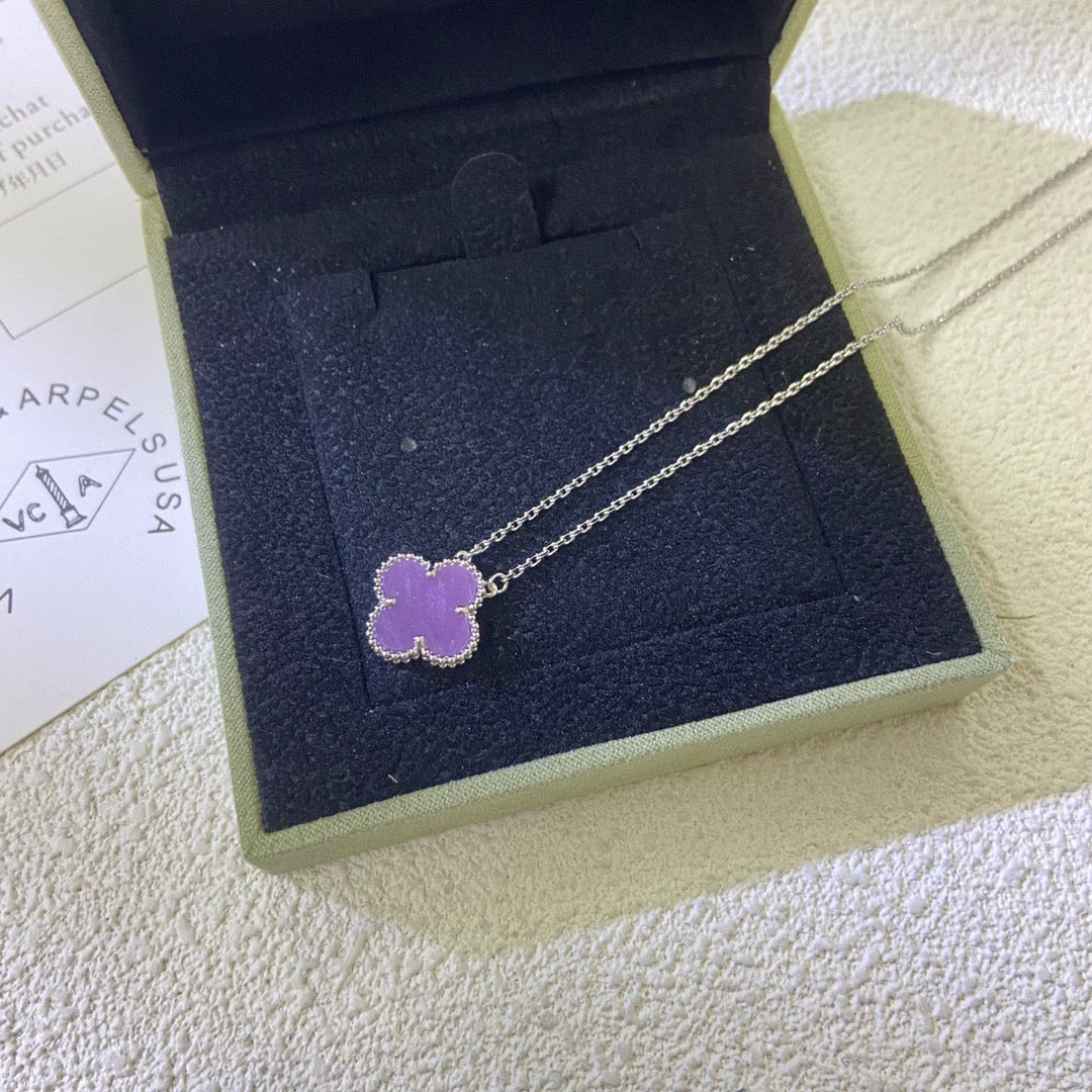 [Lumi Jewellery]CLOVER 15MM  PURPLE VIOLET NECKLACE