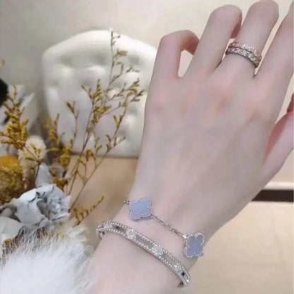 [Lumi Jewellery] CLOVER 5 MOTIF PURPLE CHALCEDONY BRACELET COLLECTION