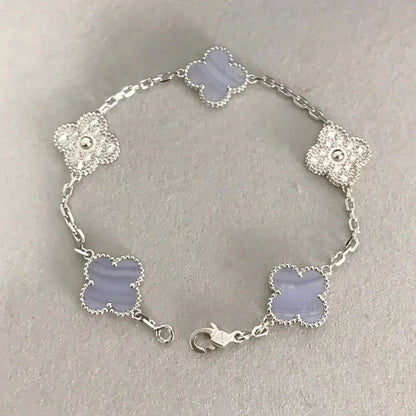 [Lumi Jewellery] CLOVER 5 MOTIF PURPLE CHALCEDONY BRACELET COLLECTION
