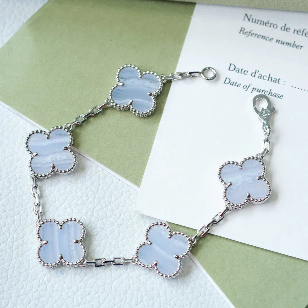 [Lumi Jewellery] CLOVER 5 MOTIF PURPLE CHALCEDONY BRACELET COLLECTION