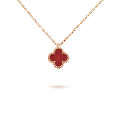 [Lumi Jewellery]CLOVER MINI 9.5MM WHITE CARNELIANS NECKLACE