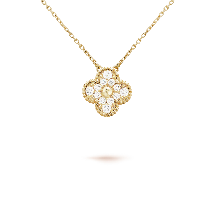 [Lumi Jewellery]CLOVER 15MM DIAMOND SINGLE FLOWER NECKLACE