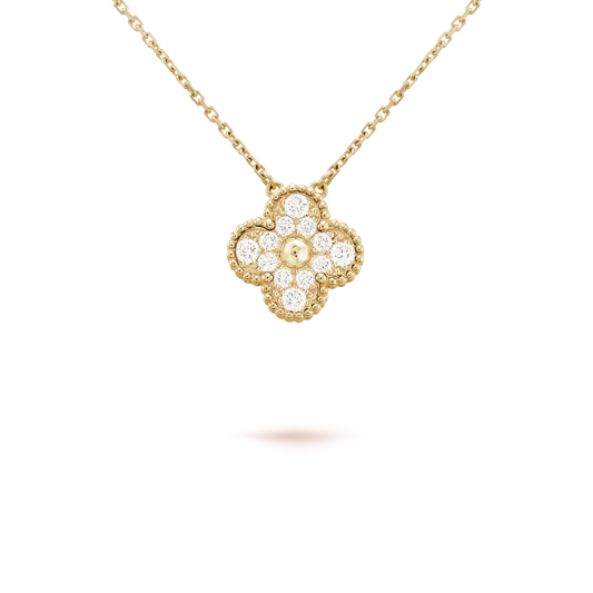 [Lumi Jewellery]CLOVER 15MM DIAMOND SINGLE FLOWER NECKLACE