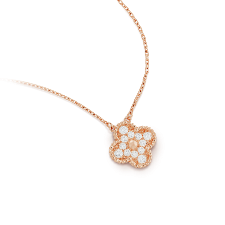 [Lumi Jewellery]CLOVER 15MM DIAMOND SINGLE FLOWER NECKLACE