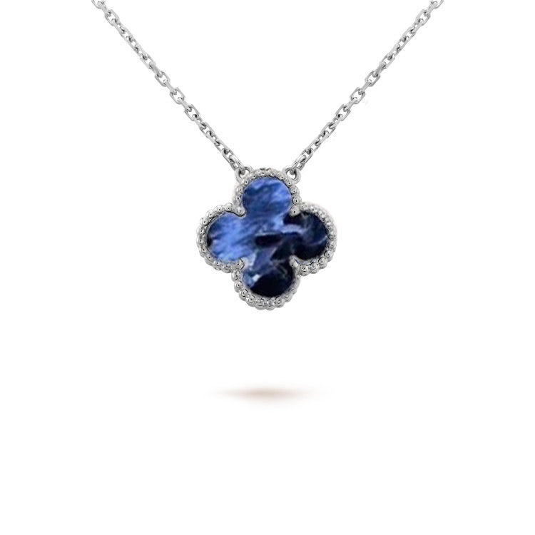 [Lumi Jewellery]CLOVER 15MM PIETERSITE NECKLACE SILVER