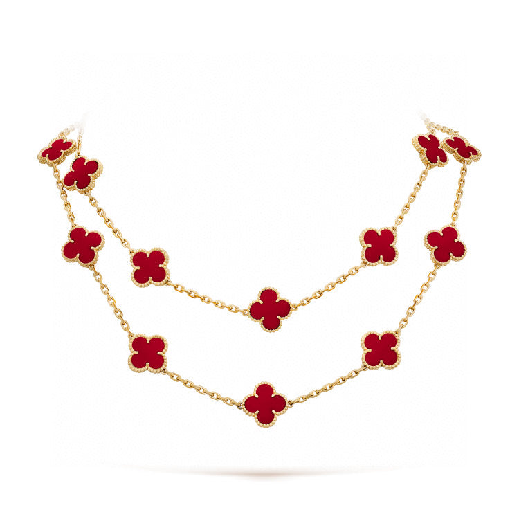 [Lumi Jewellery]CLOVER 20 MOTIFS CARNELIAN NECKLACE