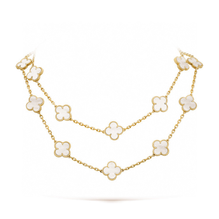 [Lumi Jewellery]CLOVER 20 MOTIFS WHITE MOP NECKLACE