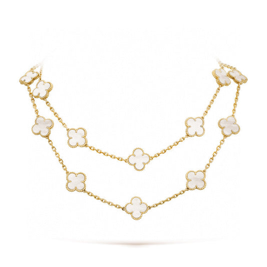 [Lumi Jewellery]CLOVER 20 MOTIFS WHITE MOP NECKLACE