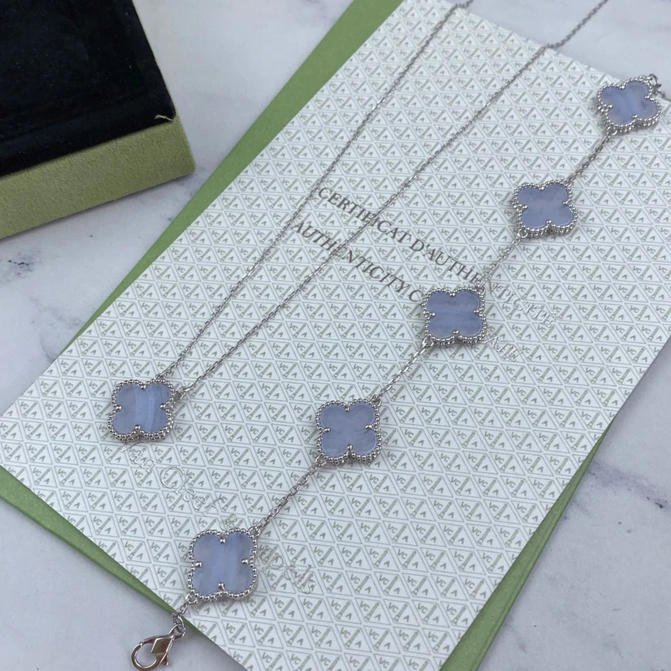 [Lumi Jewellery] CLOVER 5 MOTIF PURPLE CHALCEDONY BRACELET COLLECTION