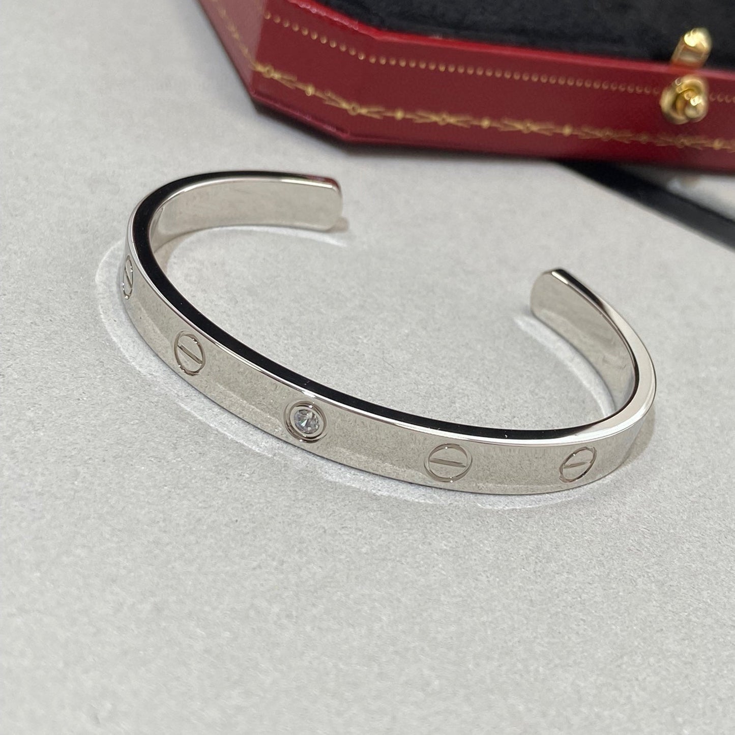 [Lumi Jewellery]LOVE BRACELET 6.1MM 1 DIAMOND OPEN CUFF