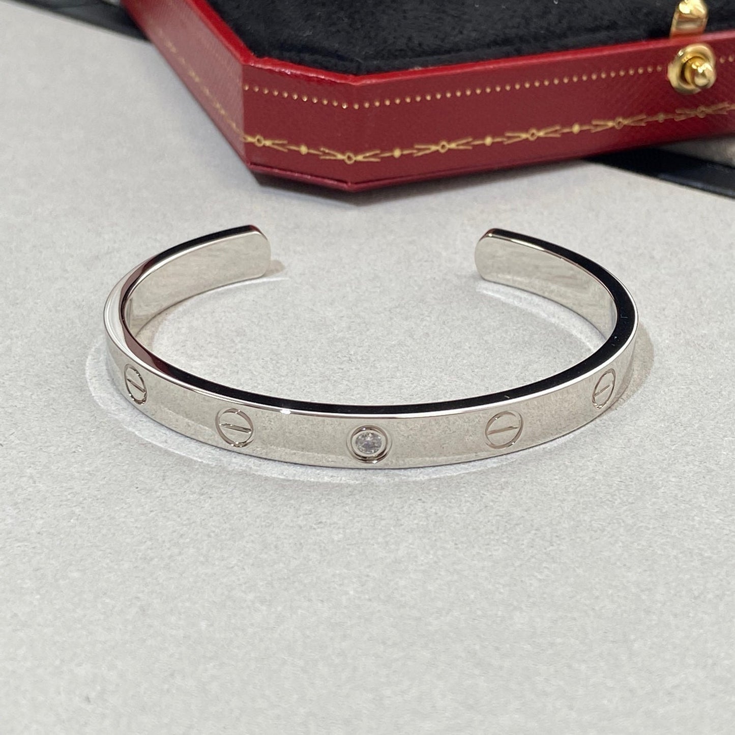[Lumi Jewellery]LOVE BRACELET 6.1MM 1 DIAMOND OPEN CUFF