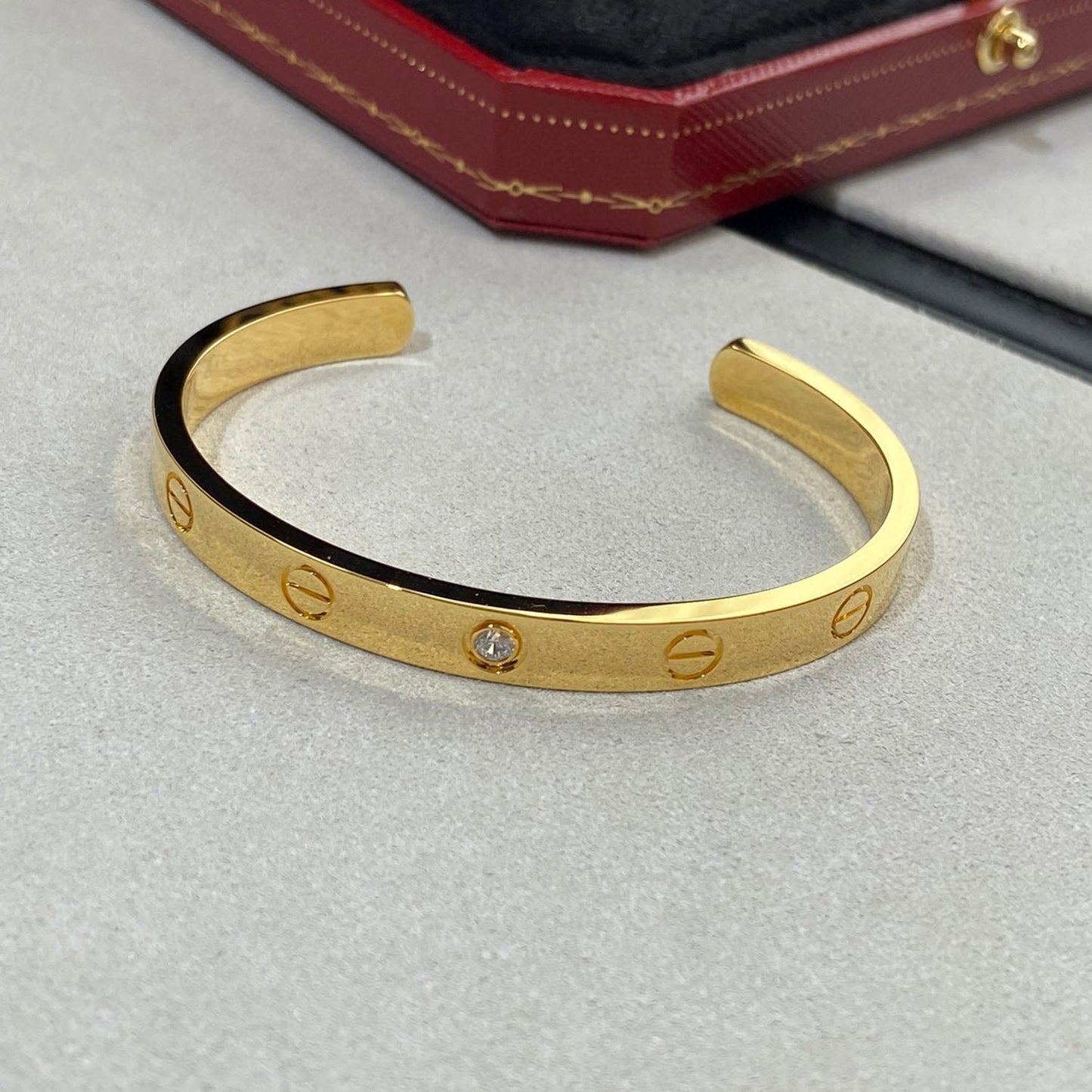 [Lumi Jewellery]LOVE BRACELET 6.1MM 1 DIAMOND OPEN CUFF