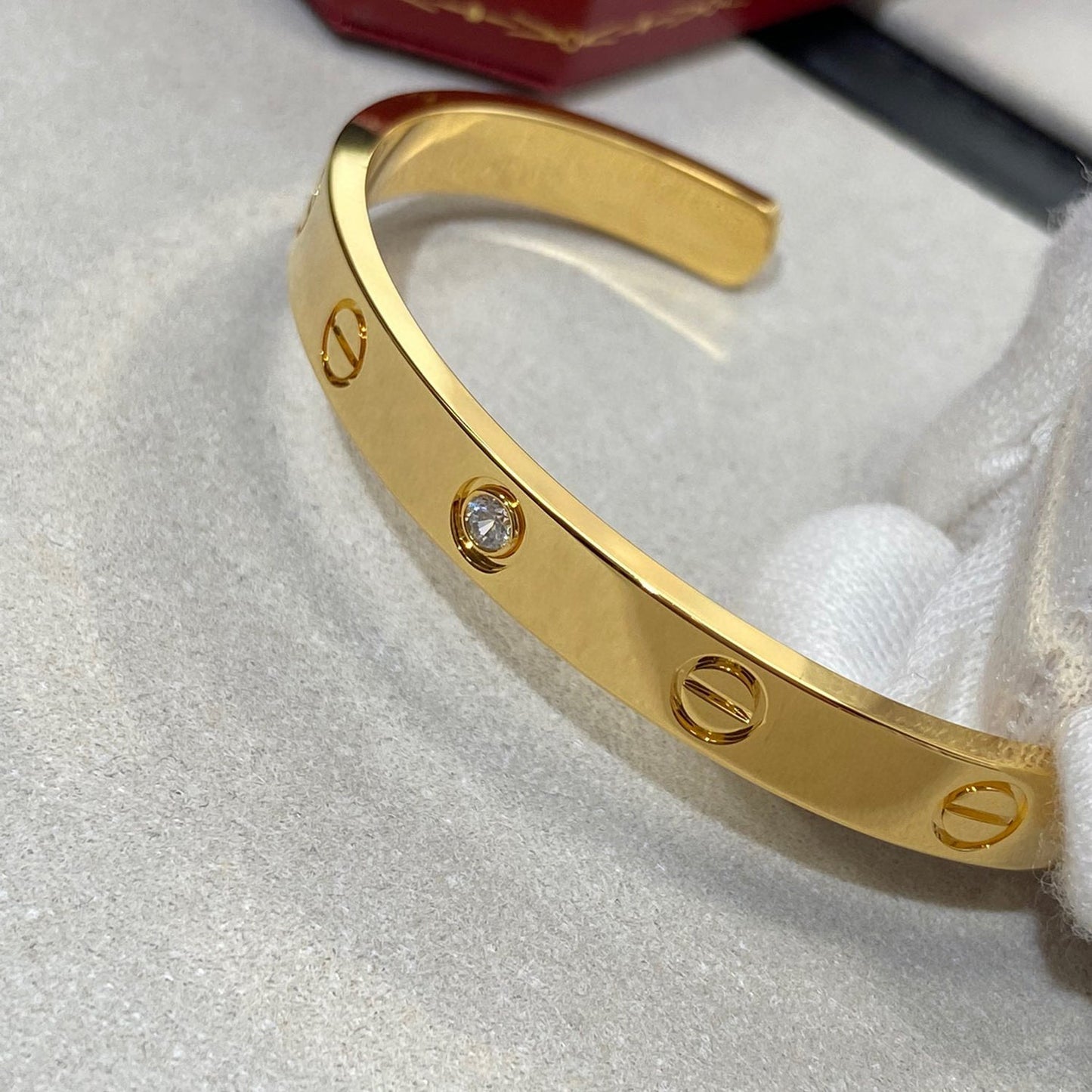 [Lumi Jewellery]LOVE BRACELET 6.1MM 1 DIAMOND OPEN CUFF