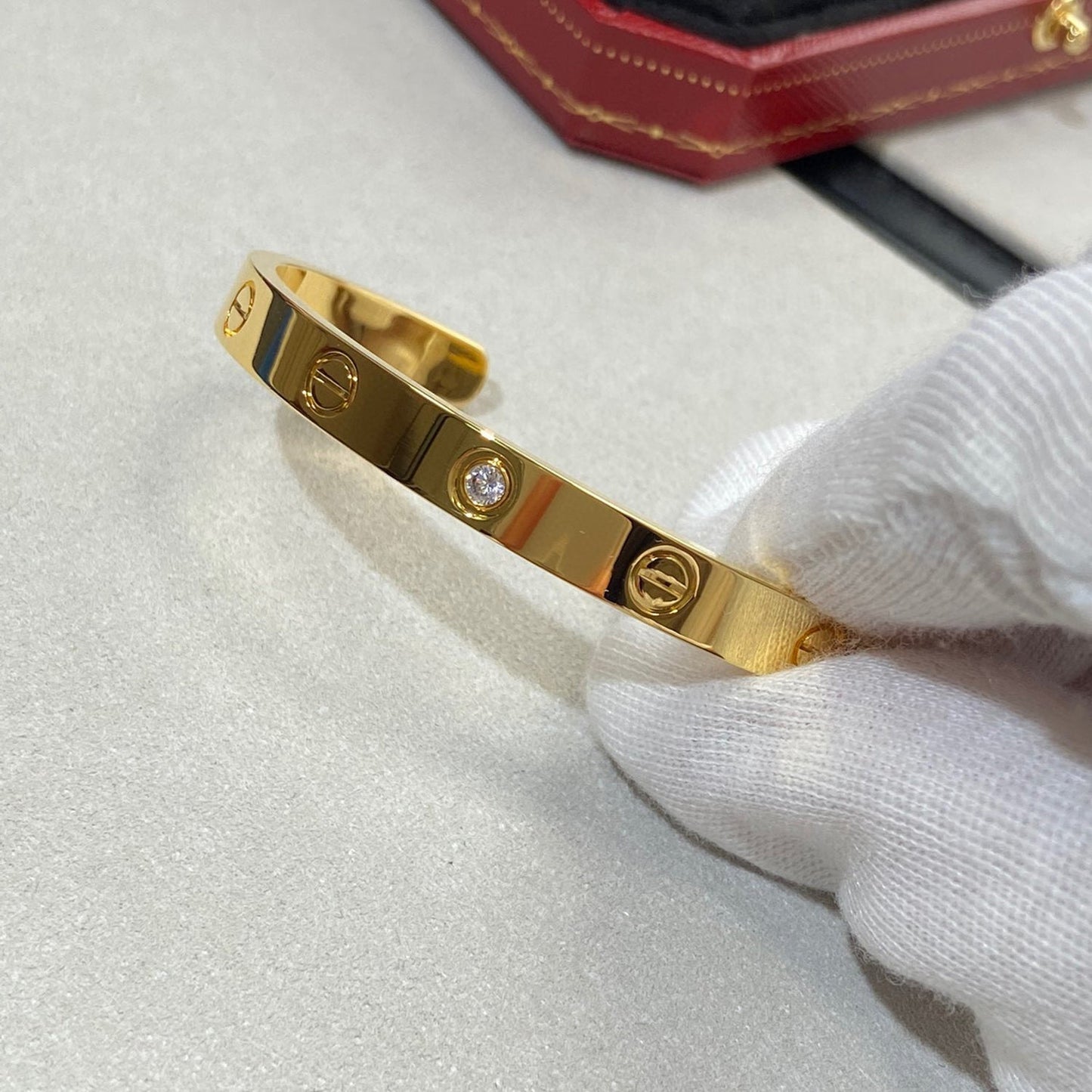 [Lumi Jewellery]LOVE BRACELET 6.1MM 1 DIAMOND OPEN CUFF