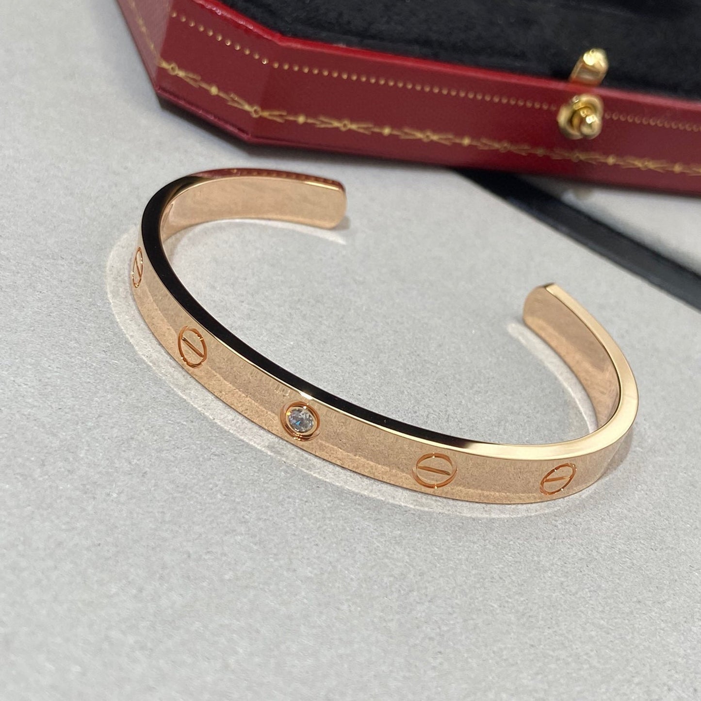 [Lumi Jewellery]LOVE BRACELET 6.1MM 1 DIAMOND OPEN CUFF