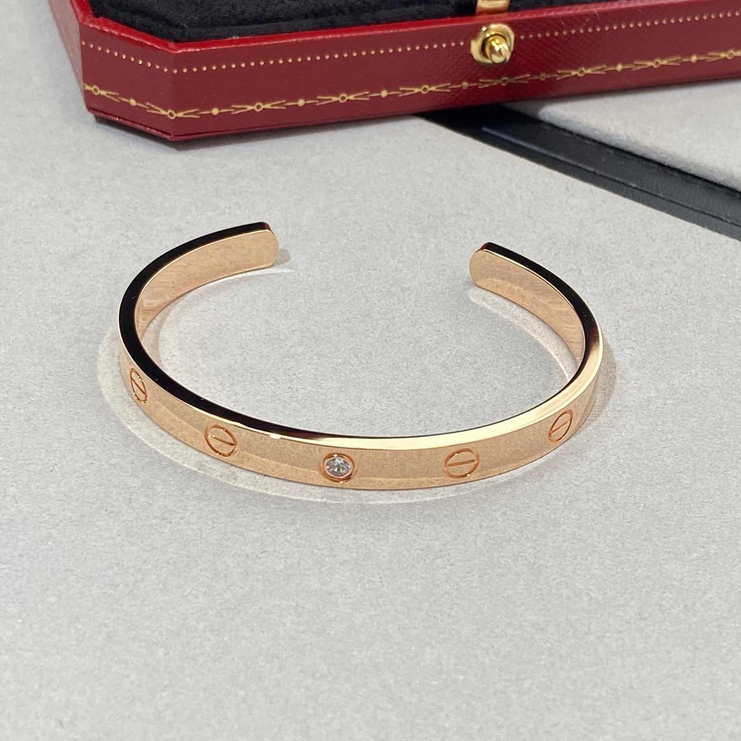 [Lumi Jewellery]LOVE BRACELET 6.1MM 1 DIAMOND OPEN CUFF