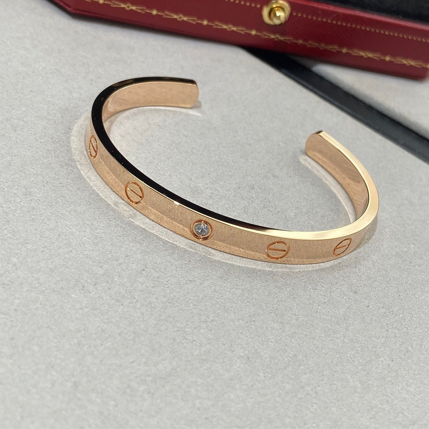 [Lumi Jewellery]LOVE BRACELET 6.1MM 1 DIAMOND OPEN CUFF