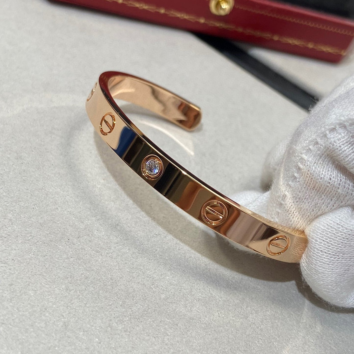 [Lumi Jewellery]LOVE BRACELET 6.1MM 1 DIAMOND OPEN CUFF