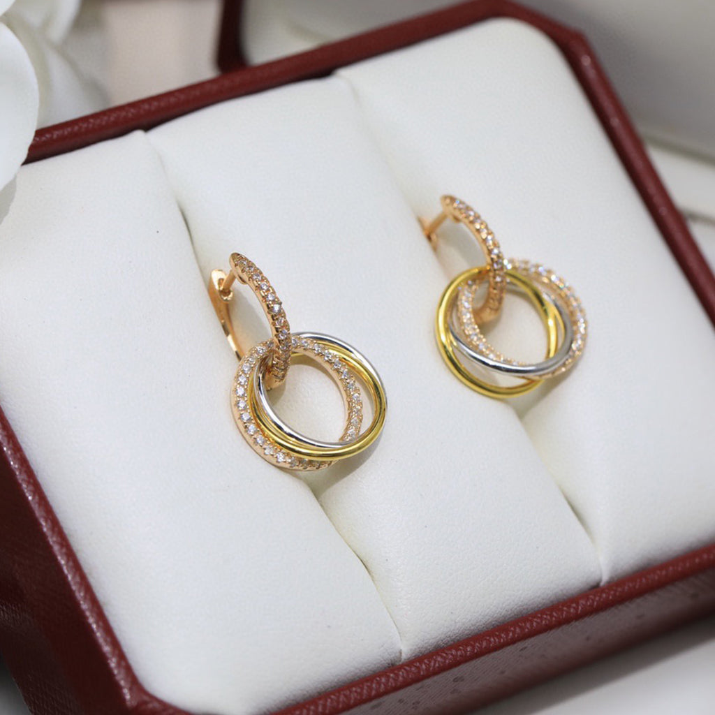 [Lumi Jewelery]TRINITY HALF DIAMOND  EARRINGS