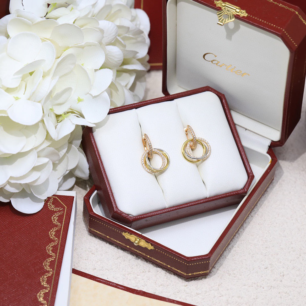 [Lumi Jewelery]TRINITY HALF DIAMOND  EARRINGS