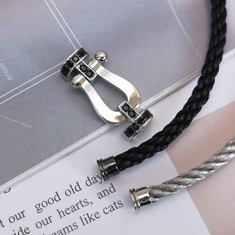 [Lumi Jewellery]FORCE LARGE HORSESHOE BLACK DIAMOND BRACELET SILVER