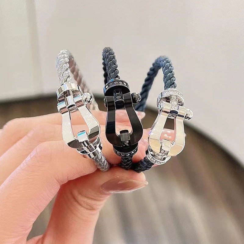[Lumi Jewellery]FORCE LARGE HORSESHOE FULL DIAMOND BRACELET ROSE GOLD
