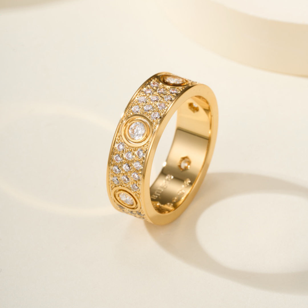 [Lumi Jewelery]LOVE 5.5MM FULL-PAVE 6-DIAMOND RING