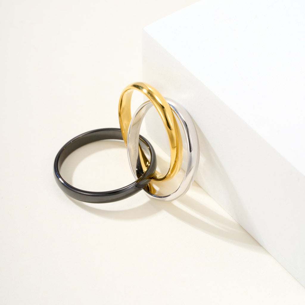 [Lumi Jewelery]TRINITY 3.2MM RING BLACK CERAMIC