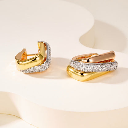 [Lumi Jewelery]TRINITY HALF DIAMOND  CUSHION EARRINGS