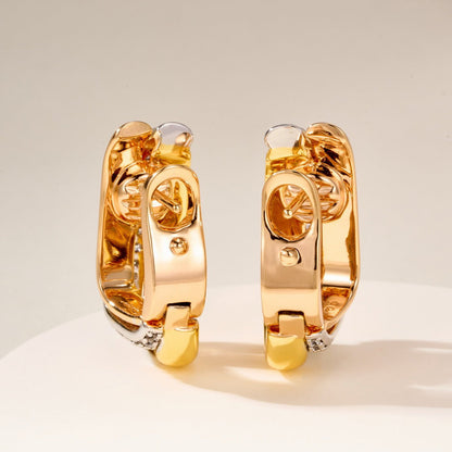 [Lumi Jewelery]TRINITY HALF DIAMOND  CUSHION EARRINGS