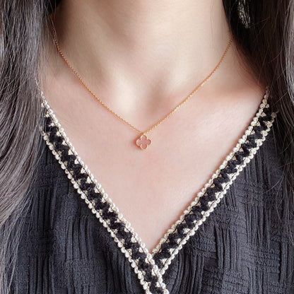 [Lumi Jewellery]CLOVER 9.5MM PINK MOTHER OF PEARL SINGLE FLOWER NECKLACE