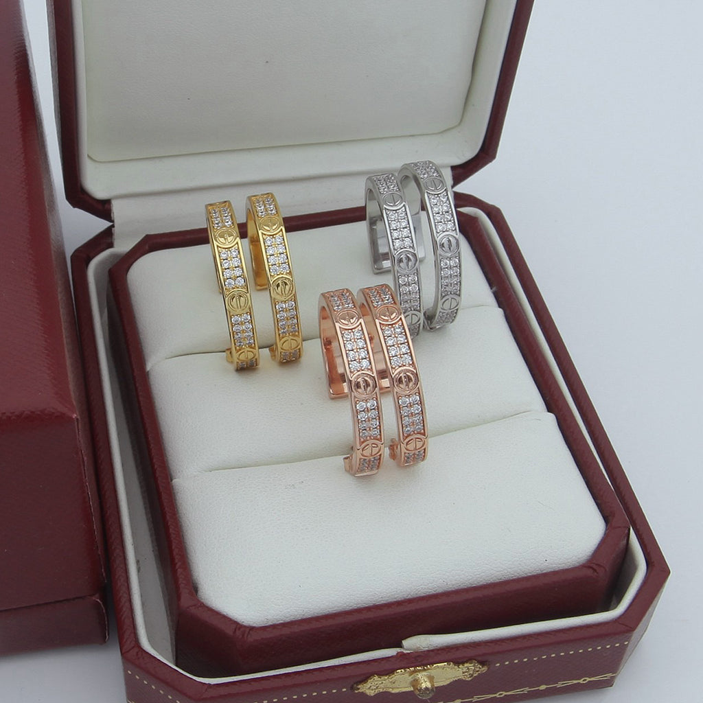 [Lumi Jewelery]LOVE EARRINGS 3.6MM DIAMOND PAVED