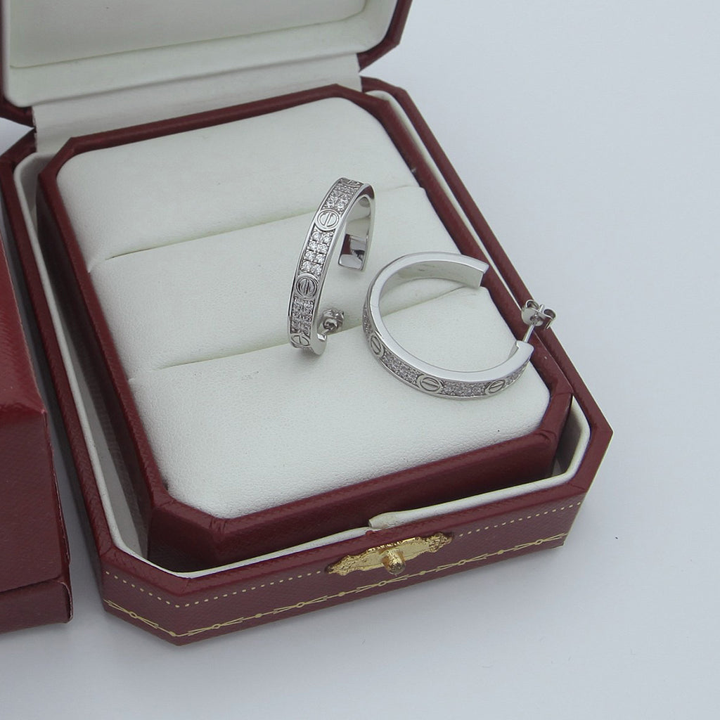 [Lumi Jewelery]LOVE EARRINGS 3.6MM DIAMOND PAVED
