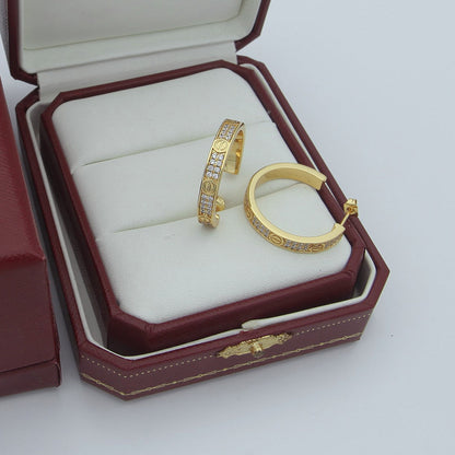 [Lumi Jewelery]LOVE EARRINGS 3.6MM DIAMOND PAVED