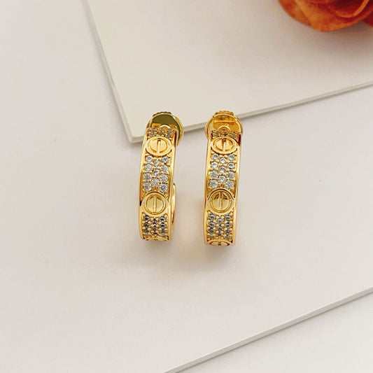 [Lumi Jewelery]LOVE 5.5MM DIAMOND PAVED EARRINGS