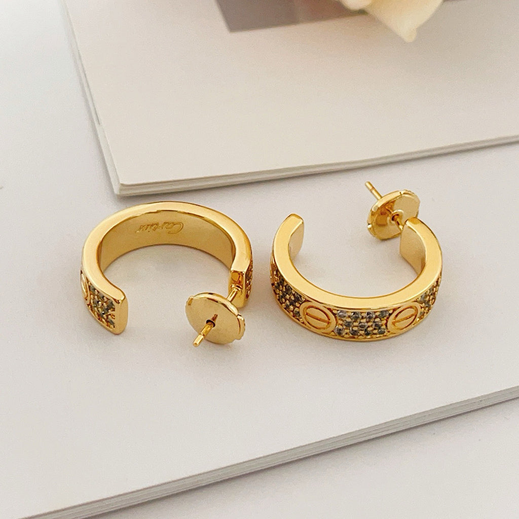 [Lumi Jewelery]LOVE 5.5MM DIAMOND PAVED EARRINGS